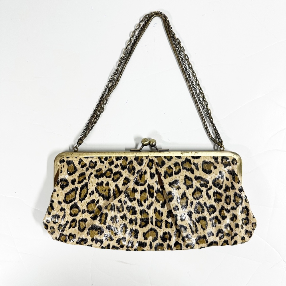 Leopard Print Clutch with Chain Strap